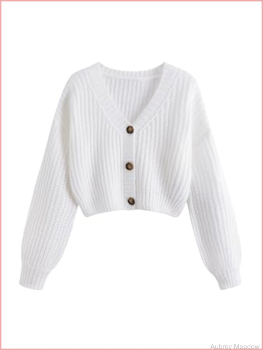 Cropped Cardigan Sweater Lightweight Chunky Knit Button Up V Neck